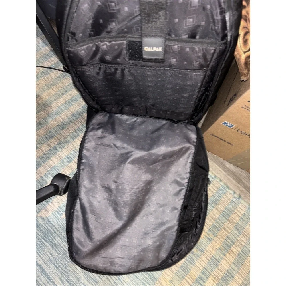 CALPAK Black Backpack Bag  Strap Multiple Compartments No Handle 18